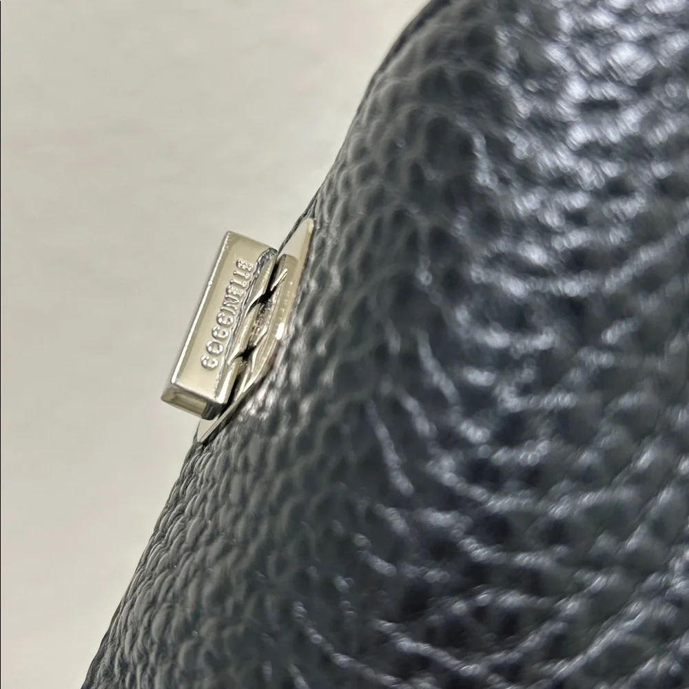 Coccinelle Black Pebbled Leather Satchel Bag – Italian Leather Crossbody